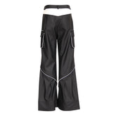 Deconstruction Niche Trousers Color Contrast Patchwork Three Dimensional Split Trousers Casual Pants Leather Pants